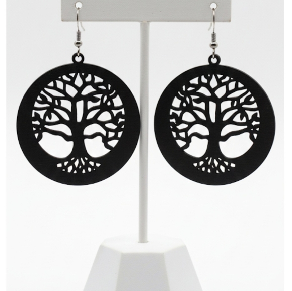 Tree of life earrings, Wooden drop earrings, Tree of life, Tree of life wooden - Picture 12 of 12